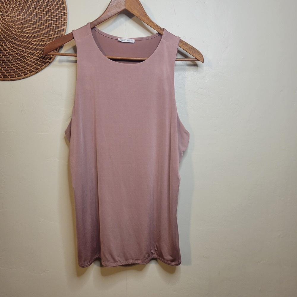 Edgely Womens 0X Mauve Pink Sleeveless Crew Neck Stretch Tank Top Solid Layering